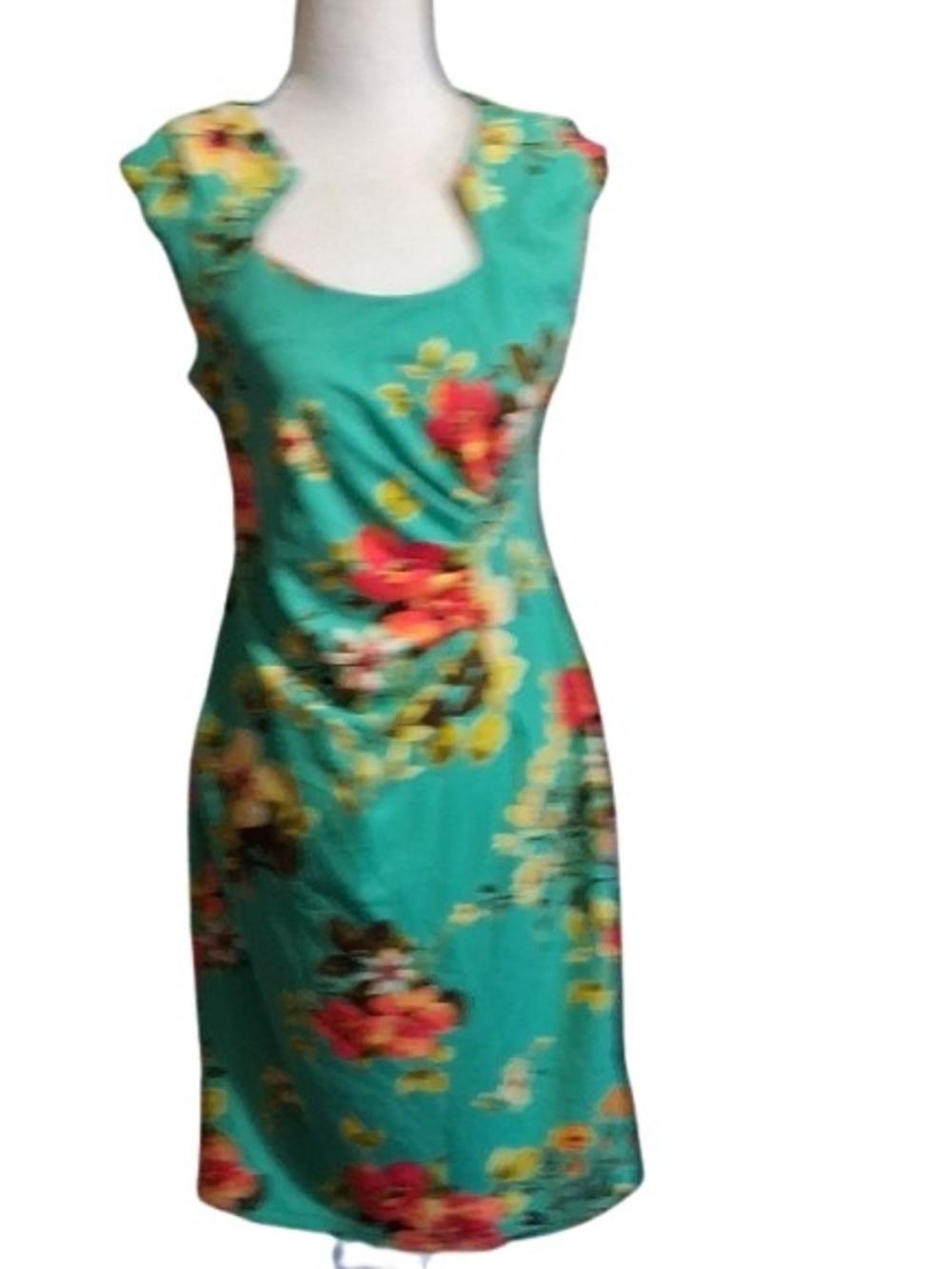 NWT Shelby & Palmer Teal Floral Scoop-Neck Midi Dress, Size 6